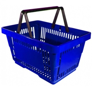 Корзина покупательская пластиковая SBP20-BU, 20л, синяя, две ручки