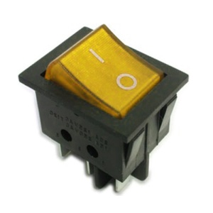 Переключатель кнопка с подсветкой (желтый) 15 А