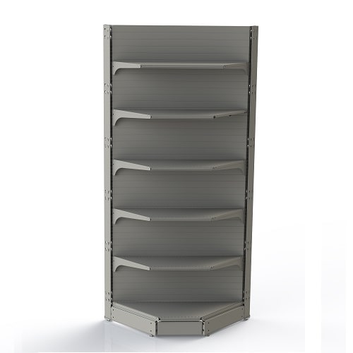 Стеллаж Нордика (50) прист. угловой внутр. х500х2250, полка 400 - 4 шт., 300 - 1 шт., ценники