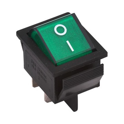 Переключатель кнопка с подсветкой (зеленый) 15 А