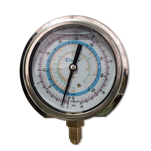 Манометр глицер. (80мм) R-22/404/134/407/507 BCJH-NG-80 (подключение внизу)