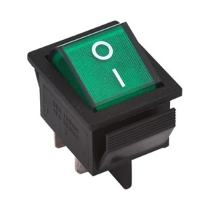 Переключатель кнопка с подсветкой (зеленый) 15 А