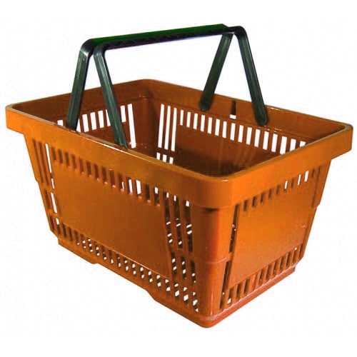 Корзина покупательская пластиковая SBP20-OR, 20л, оранжевая, две ручки