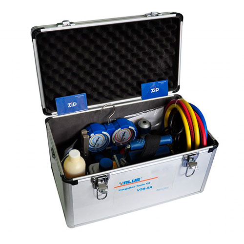 Набор VTB-5A (R22, 134, 410, 407) станция, разбортовка, шланги, труборез, риммер, вакуумный насос