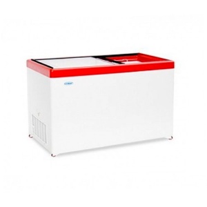 Ларь морозильный МЛП-350 красный (прямое стекло, 308 л.)
