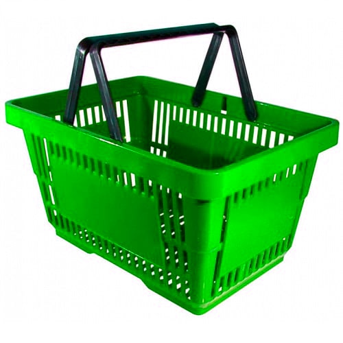 Корзина покупательская пластиковая SBP20-GN, 20л, зеленая, две ручки