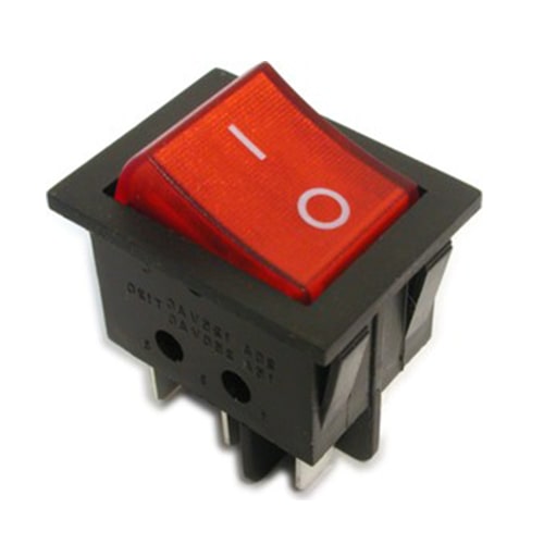 Переключатель кнопка с подсветкой (красный) 15 А