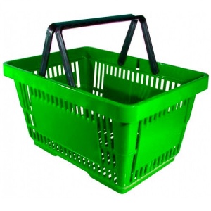 Корзина покупательская пластиковая SBP20-GN, 20л, зеленая, две ручки