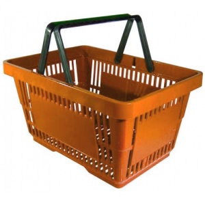 Корзина покупательская пластиковая SBP20-OR, 20л, оранжевая, две ручки